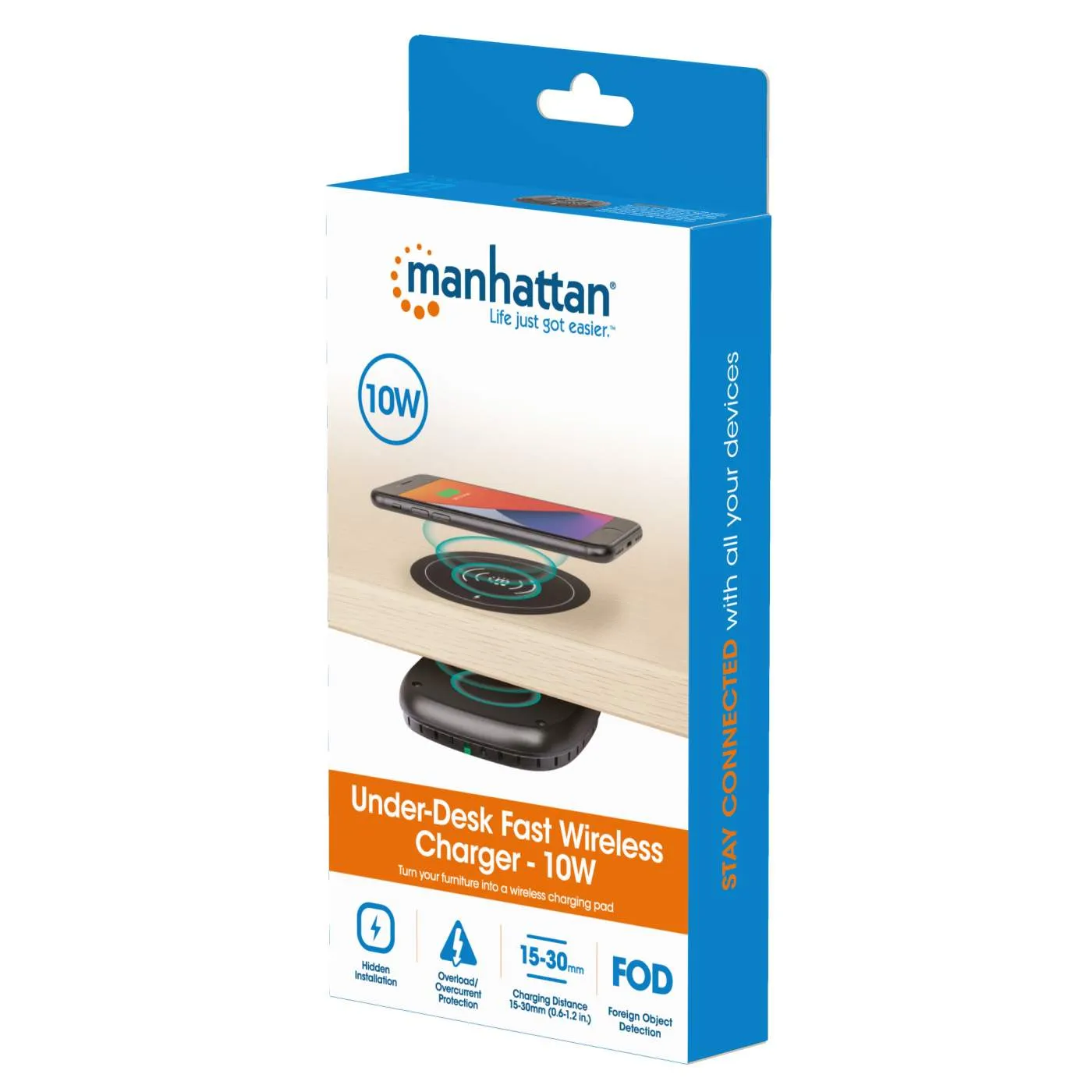 Manhattan Caricatore Wireless Sottoscrivania 10W Qi
