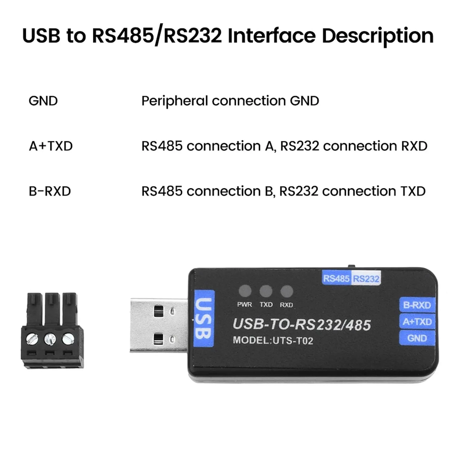 Zunate Convertitore USB a RS485 RS232 industriale CH343G protetto