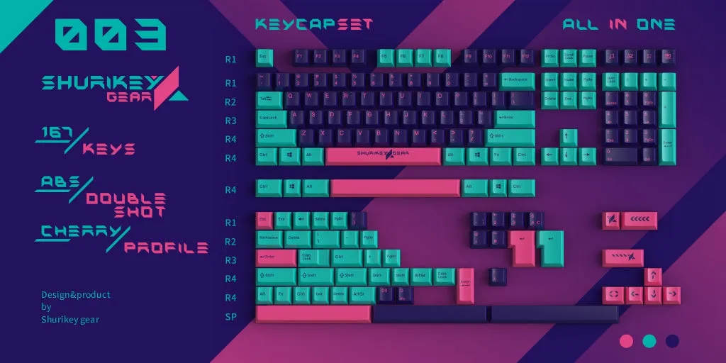 Shurikey Hanzo 001 keycaps Cherry ABS double-shot 167 tasti