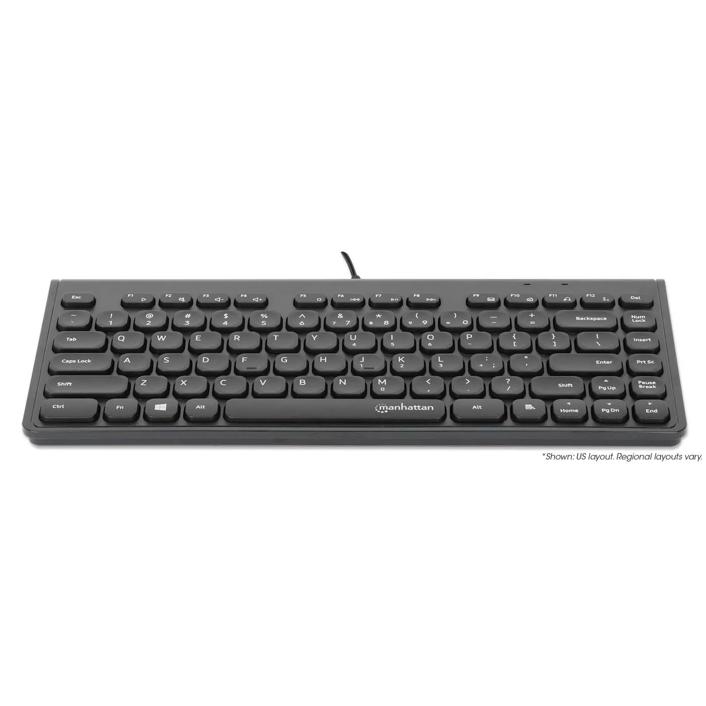Manhattan Tastiera USB Mini Filo Compatta Nera 82 Tasti