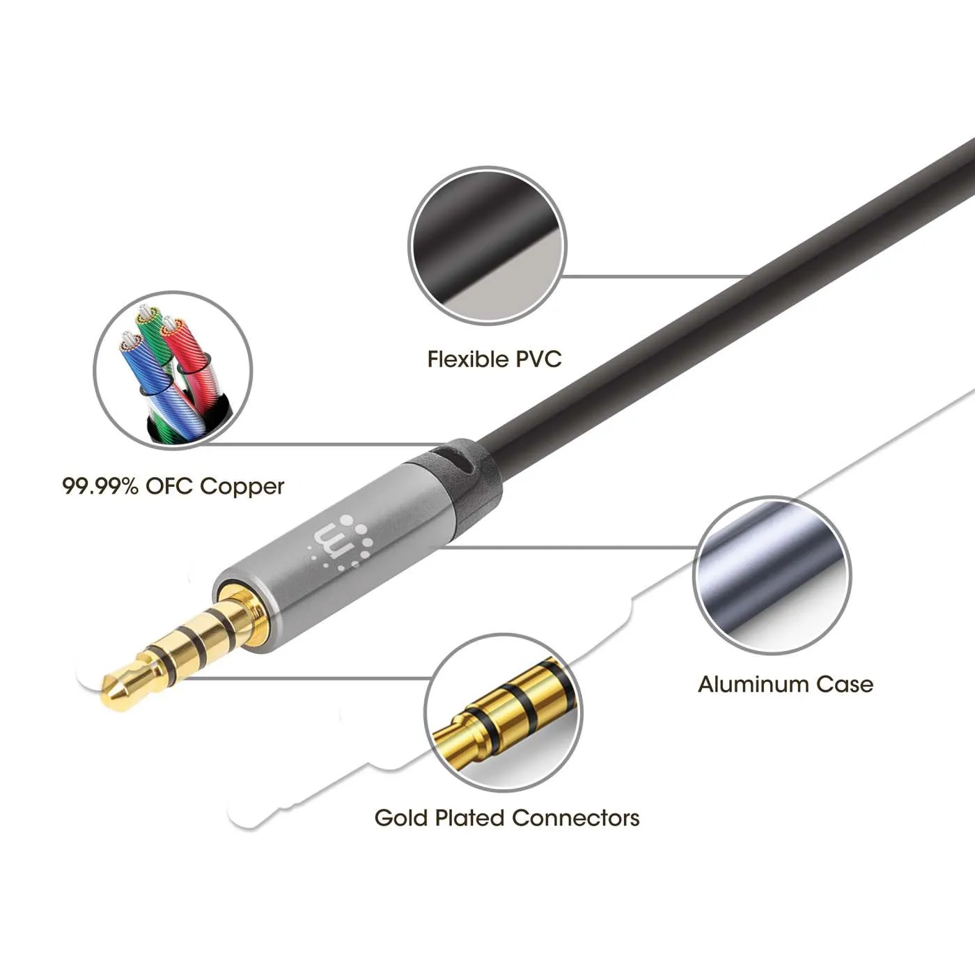 Manhattan cavo aux stereo jack 3,5mm 3 m slim HiFi