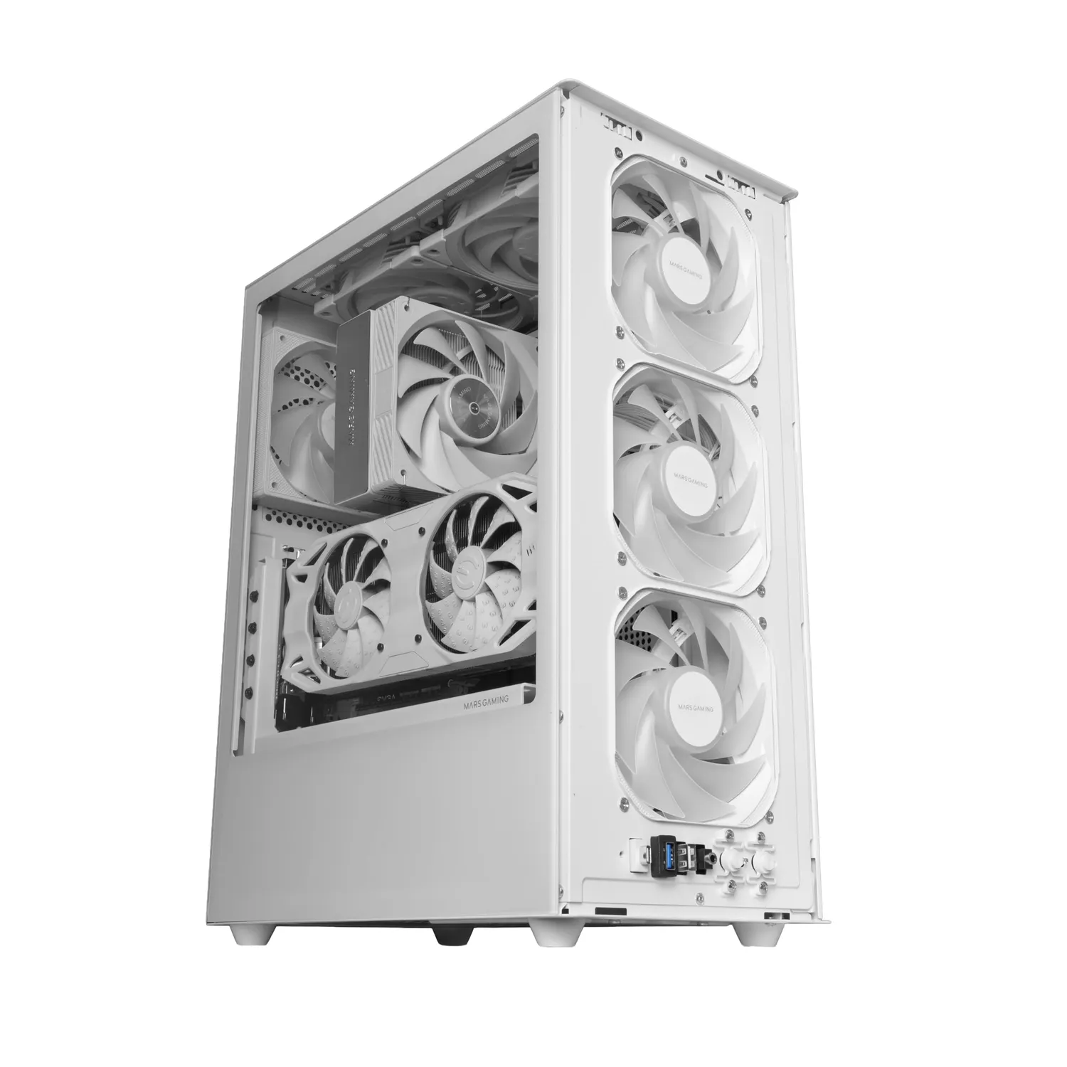 Mars Gaming MC-T800 case ATX bianco vetro 4 ventole