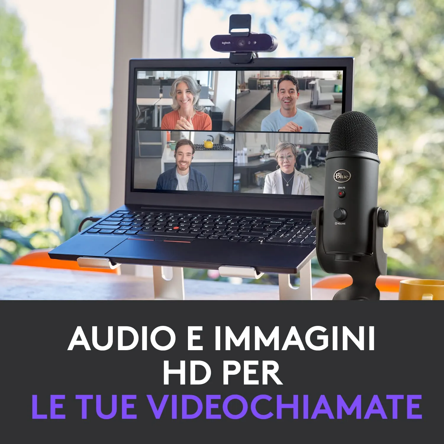 Logitech BRIO + Blue Yeti Webcam Microfono Bundle Nero 4K