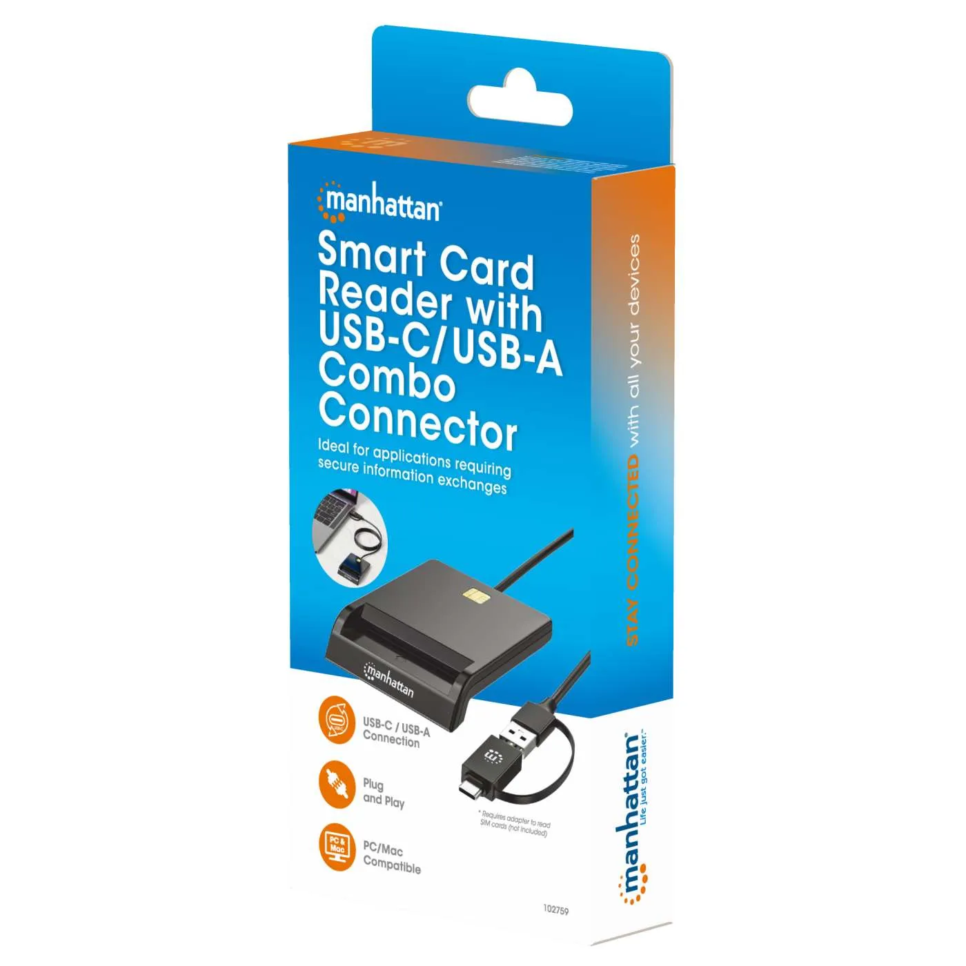 Manhattan Lettore smart card USB-C USB-A combo