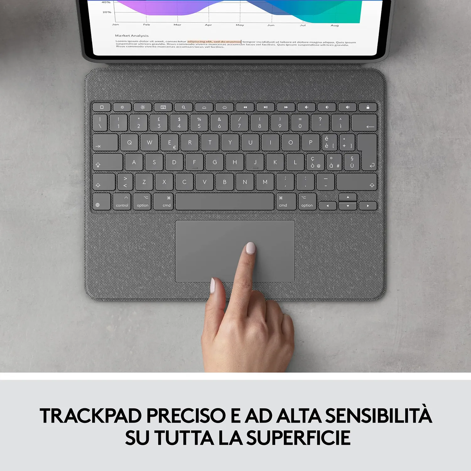 Logitech Combo Touch Custodia Tastiera iPad Pro 12,9 Grigio ITA