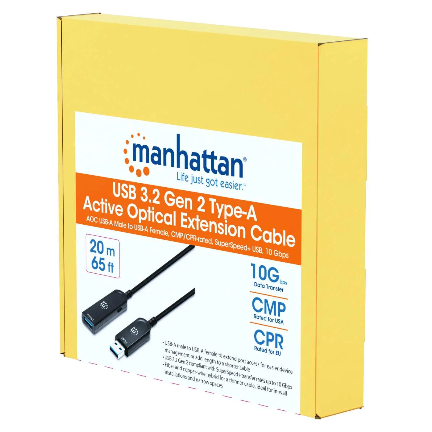 Manhattan Cavo USB Ottico Attivo 20m Nero 10 Gbps