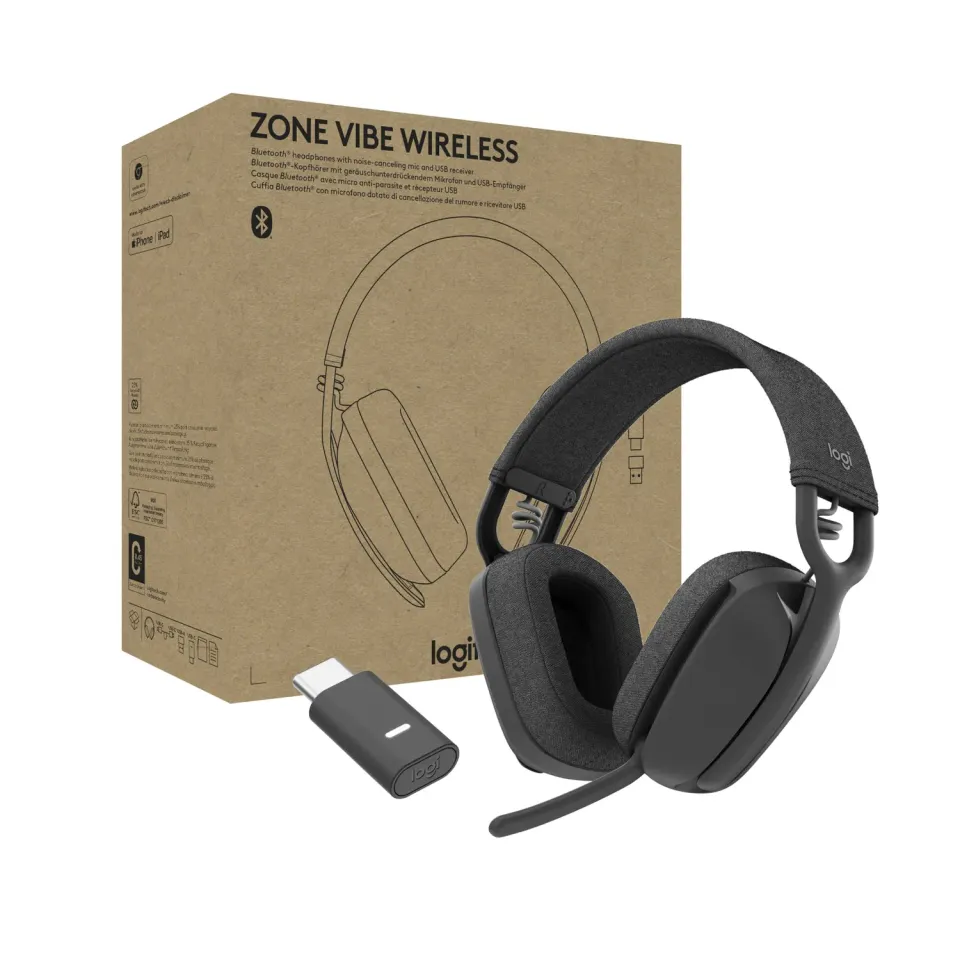 Logitech Zone Vibe cuffie bluetooth grigio USB-C con microfono