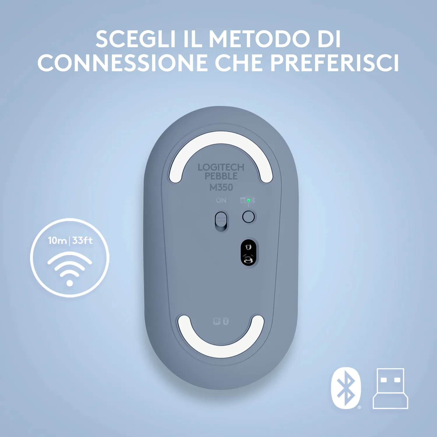 Logitech Pebble mouse wireless silenzioso Bluetooth