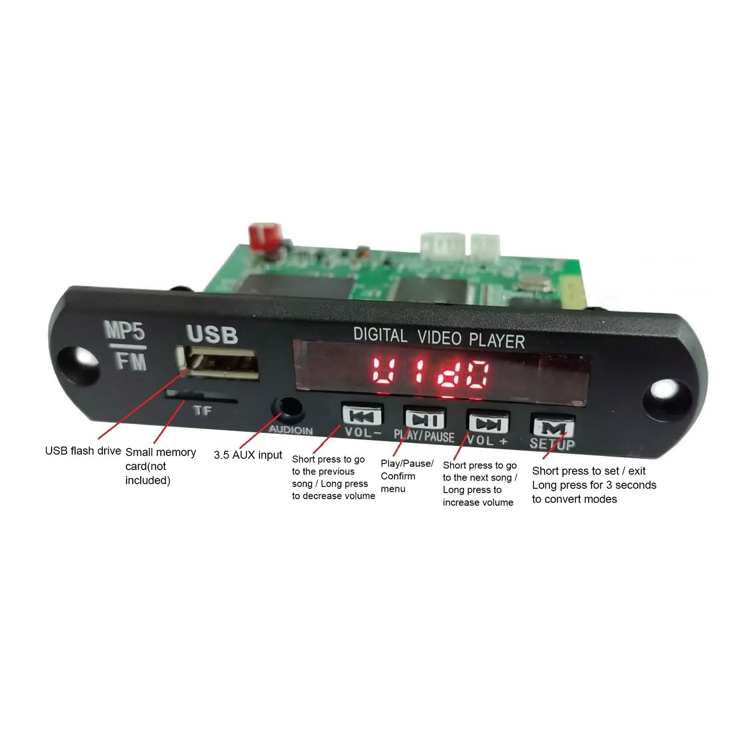 Zunate scheda decodifica Bluetooth 5.4 1080P MP5
