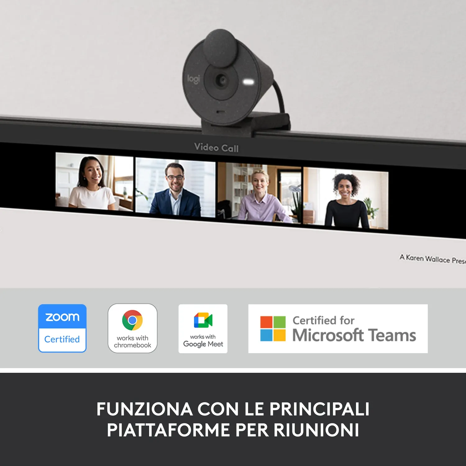 Logitech Brio 300 webcam Full HD 1080p grafite