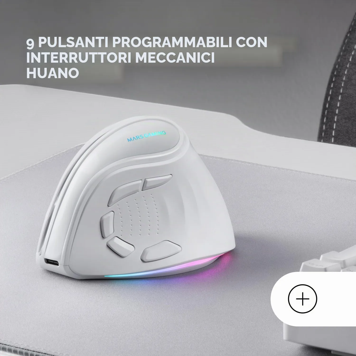 Mars Gaming MM-SK mouse verticale wireless bianco 8400DPI