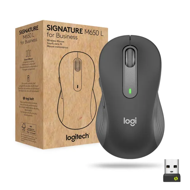 Logitech Signature M650 mouse business grigio bianco