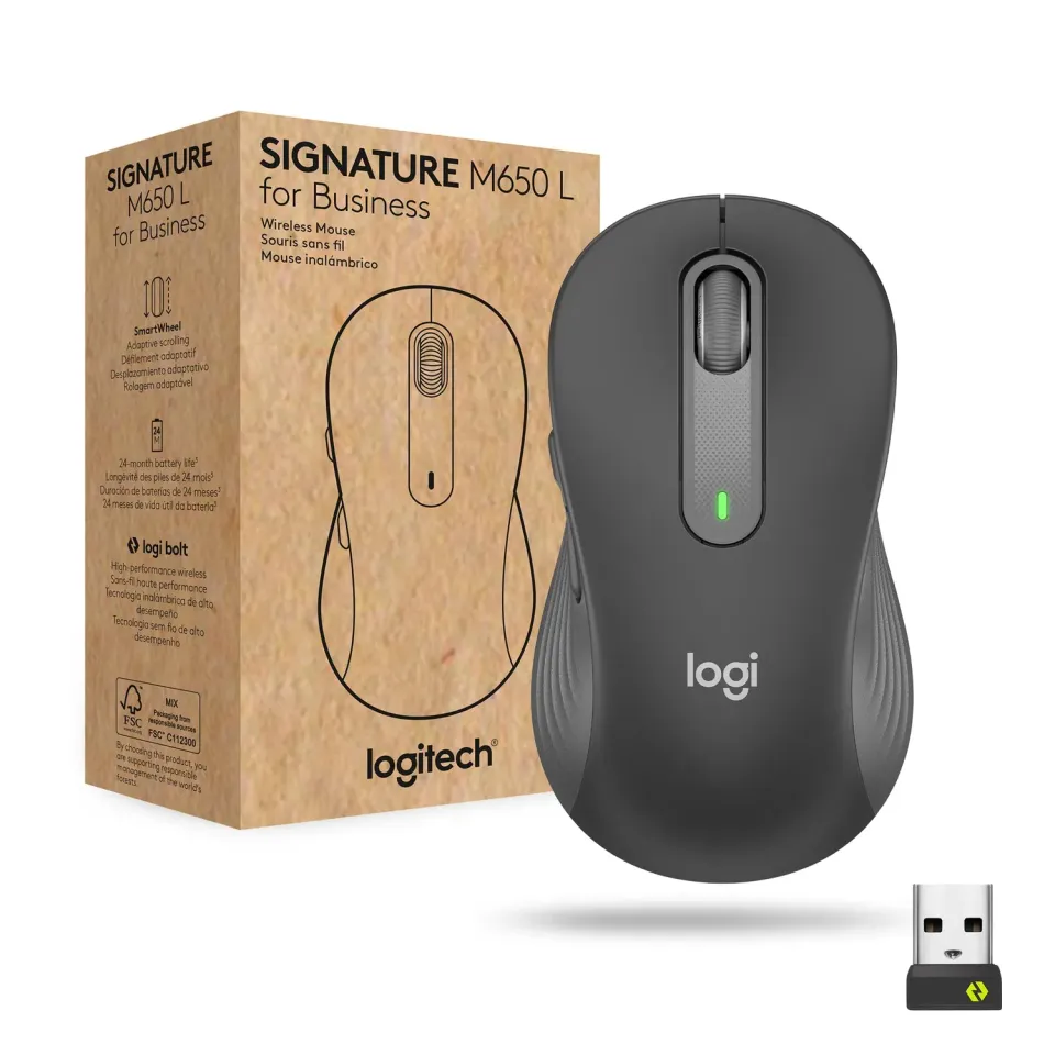 Logitech Signature M650 mouse business grigio bianco
