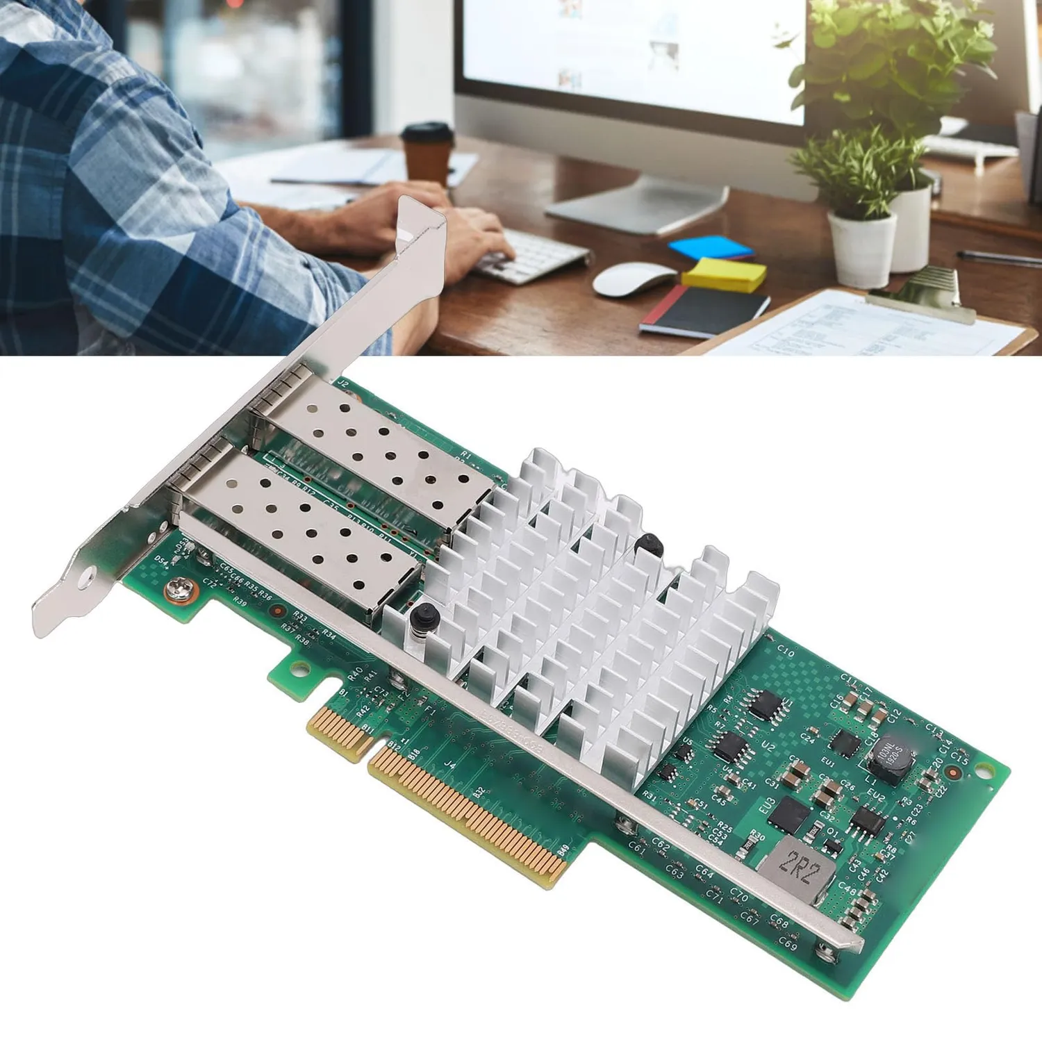 Zunate Scheda Rete Fibra 10GB PCIe X8 doppia SFP+ chip 82599