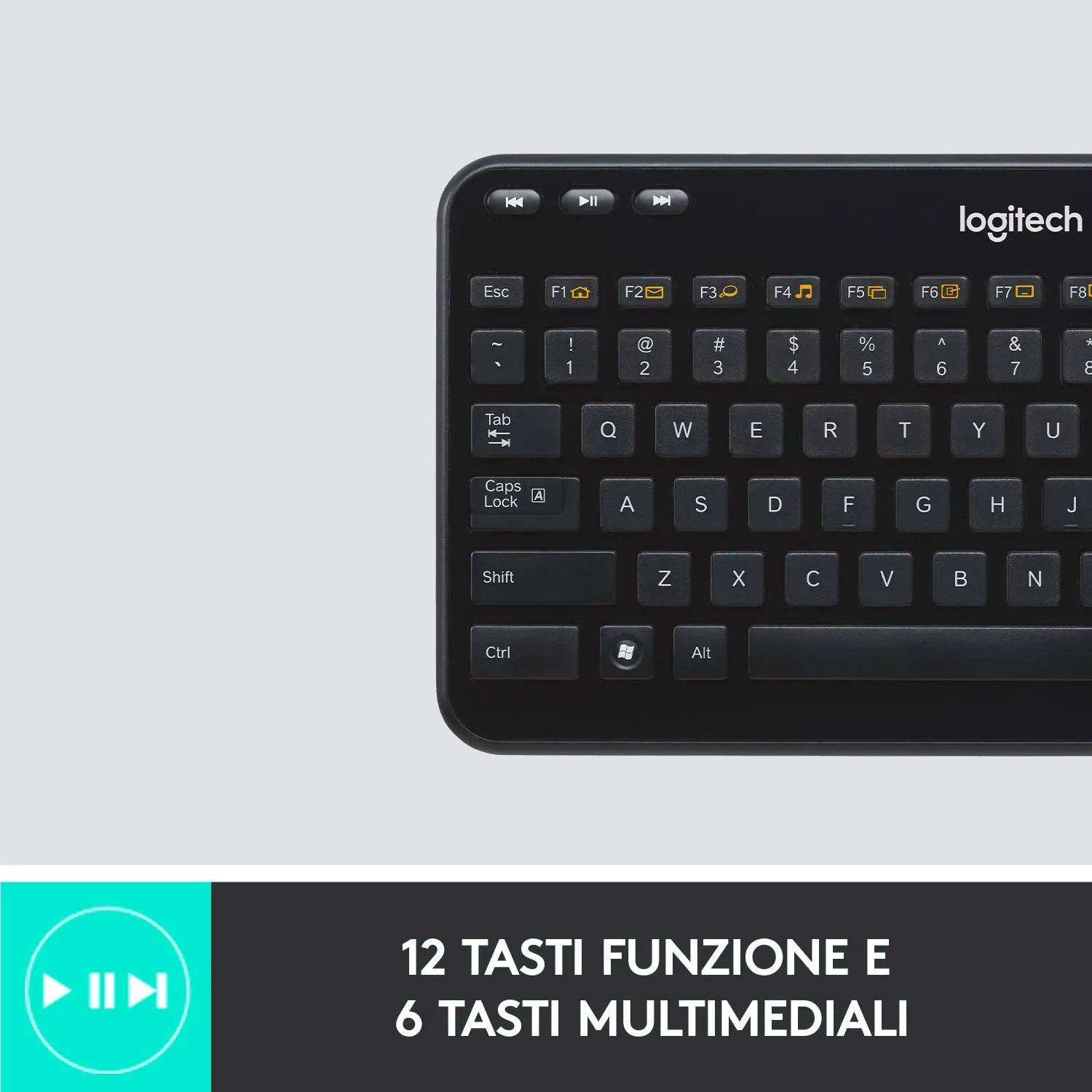 Logitech K360 tastiera wireless ITA QWERTY compatta