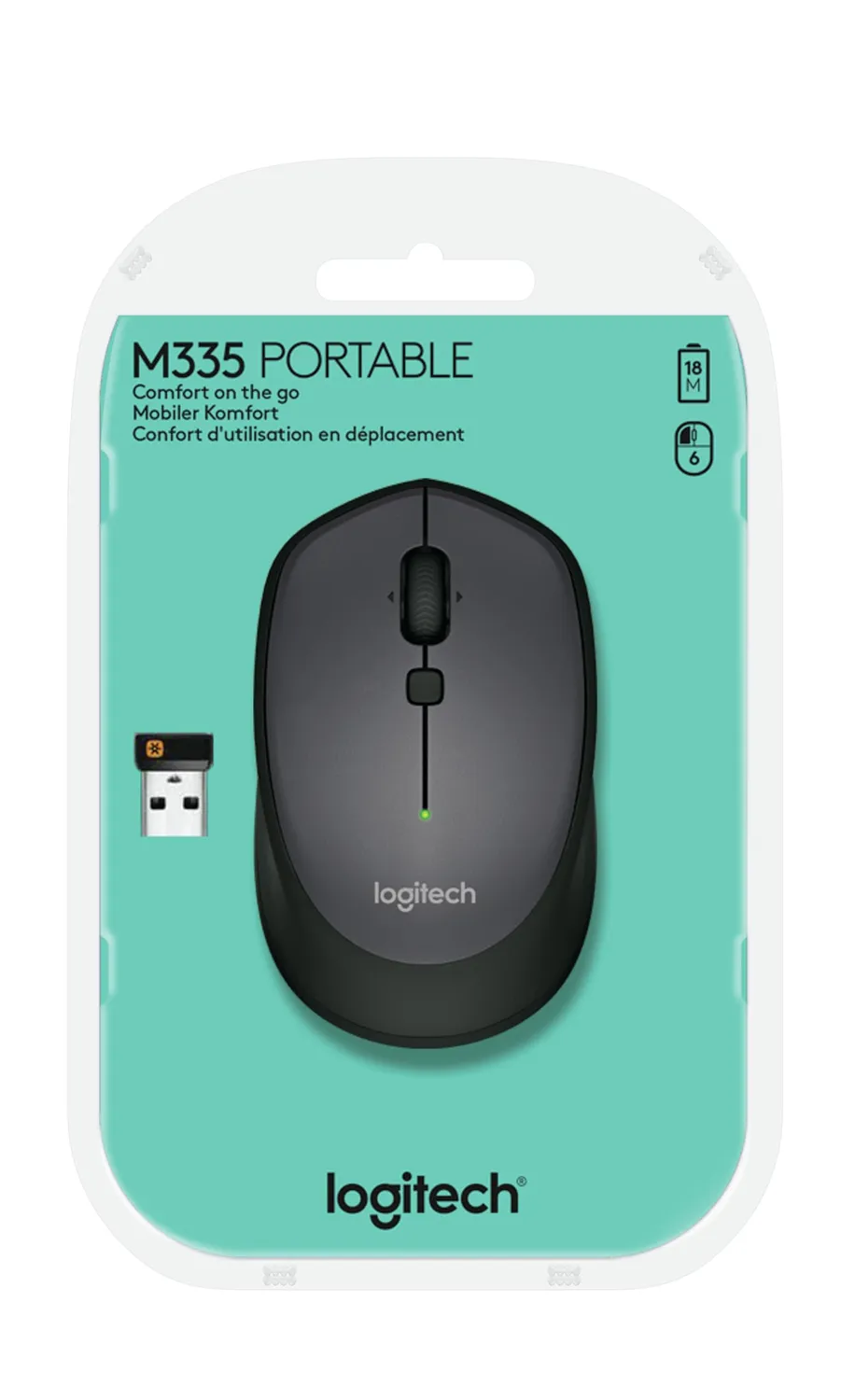 Logitech M335 Mouse Wireless Nero Unifying laser 10 mesi