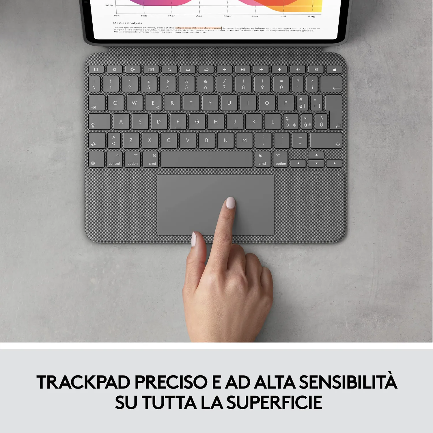 Logitech Combo Touch Custodia Tastiera iPad Air 4-5 Gen ITA retroilluminata