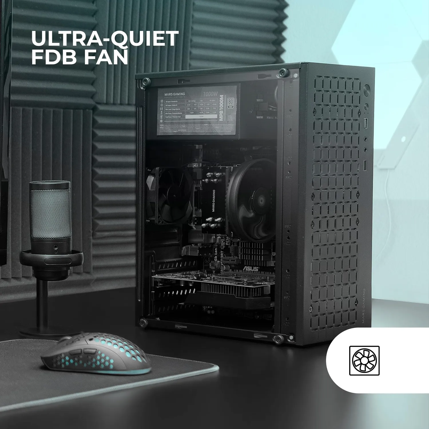 Mars Gaming MC-1000 case MicroATX mini tower nero mesh