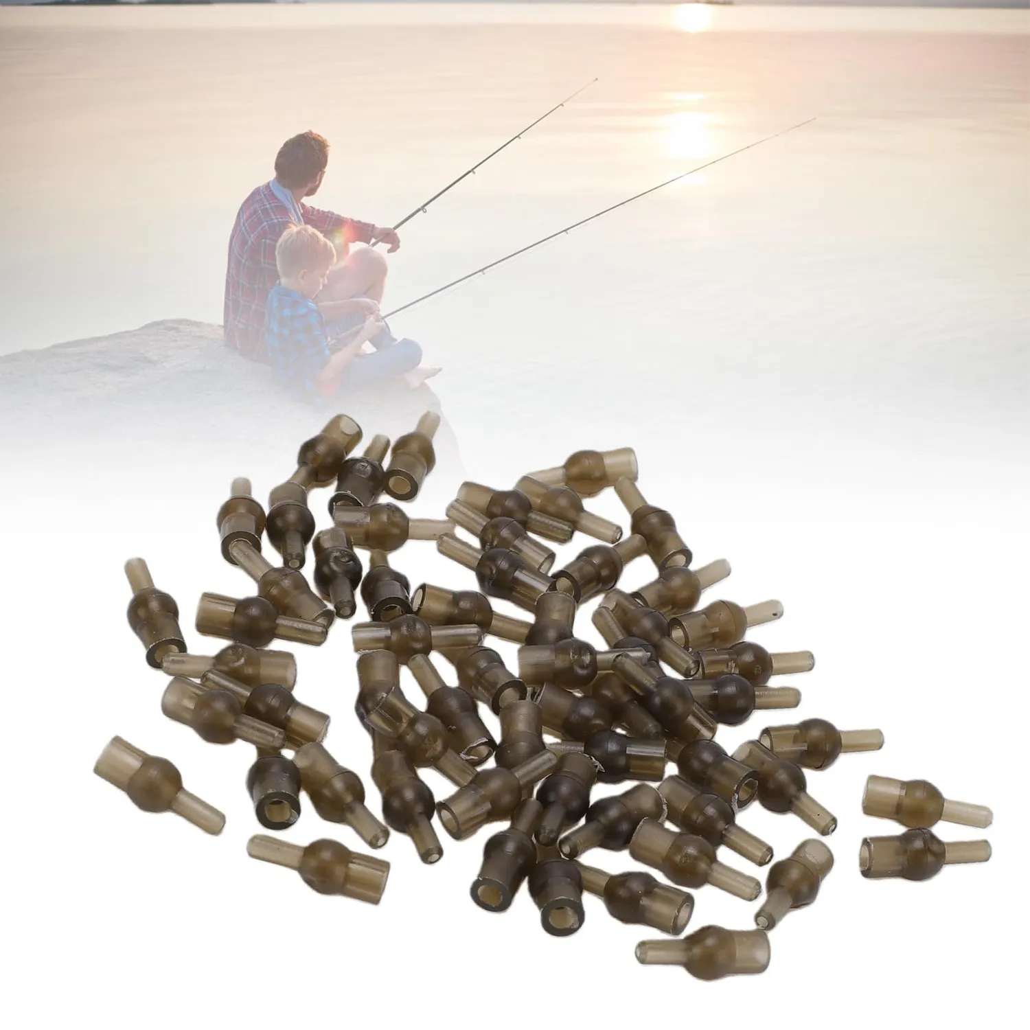 Zunate 60 pezzi gommini nodi pesca sleeves gomma