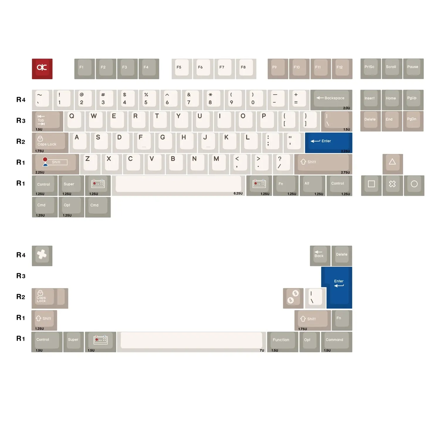 QK65 Mk3 keycap Retro Console set + switch Rye 70pz