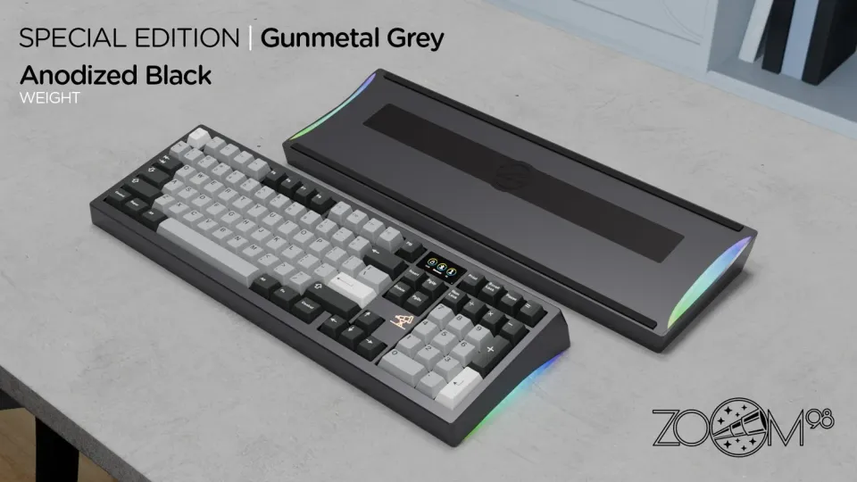 Meletrix Zoom98 Tastiera Tri-Mode Gunmetal Gray Flex Cut