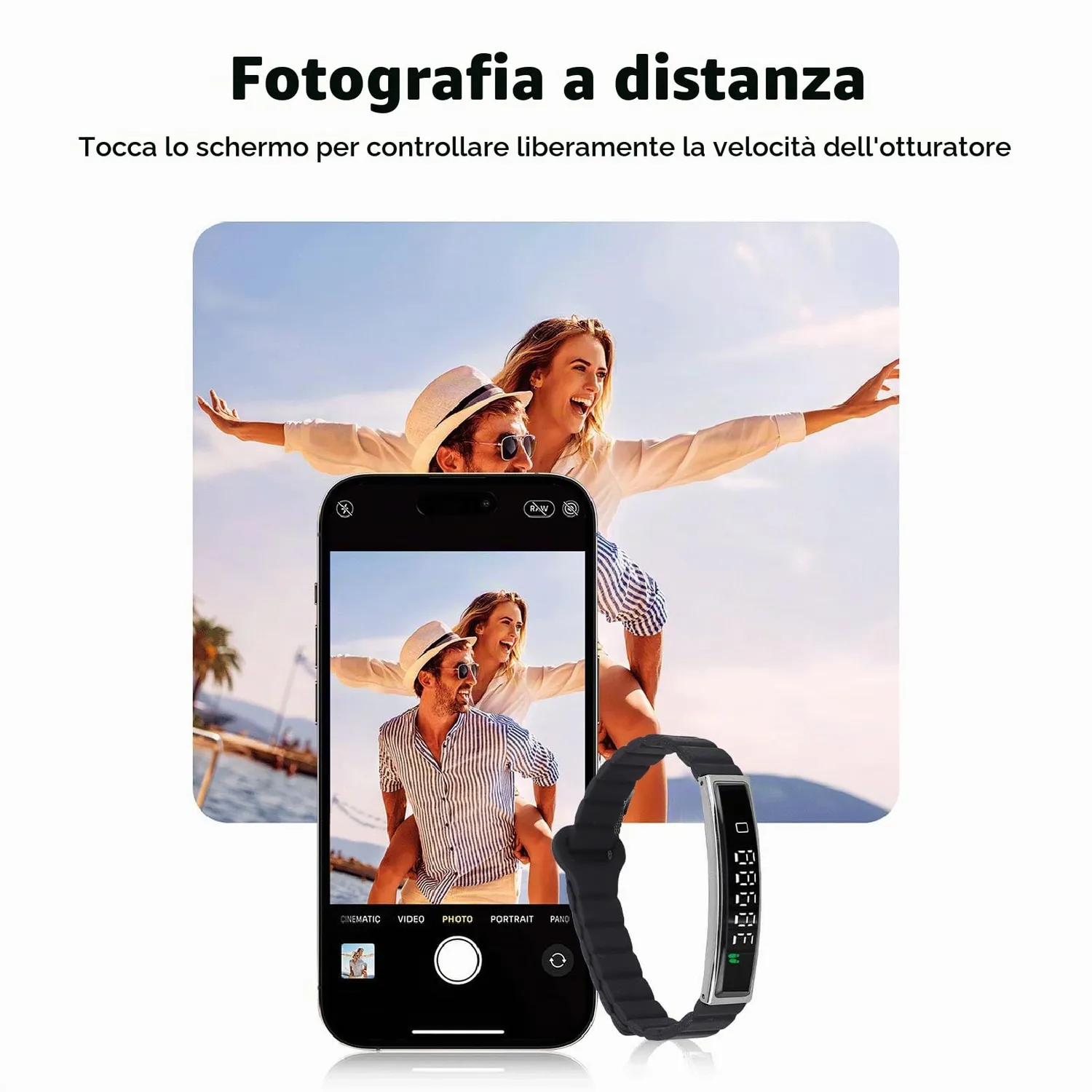 Zunate Fitness Tracker Band 7330F3852 bracciale smart nero acciaio