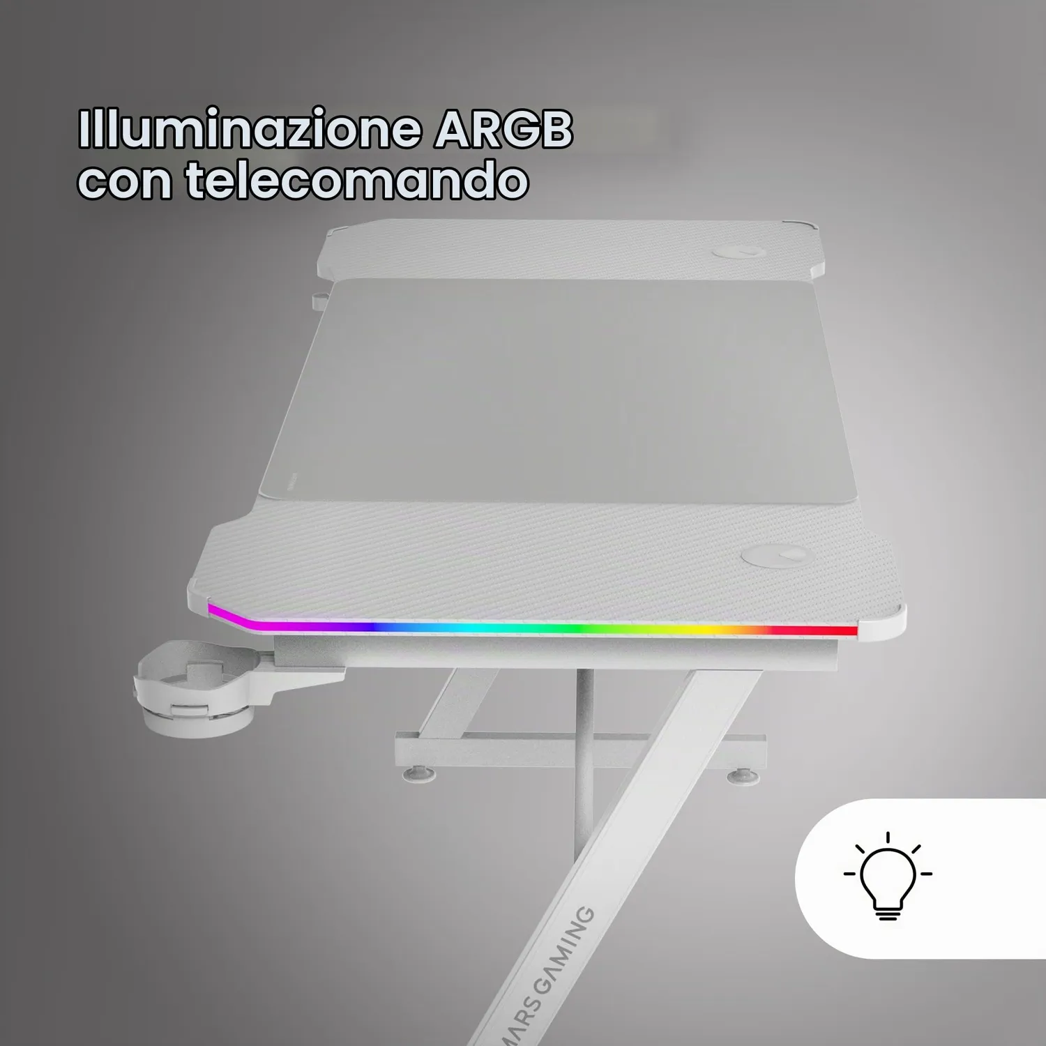 Marsgaming MGD-X140RGB scrivania gaming 140x60 bianca ARGB
