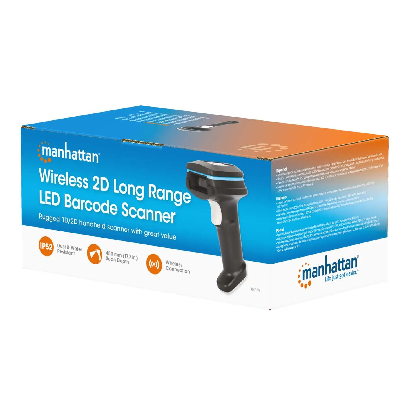 Manhattan Scanner Barcode 2D Wireless Lungo Raggio