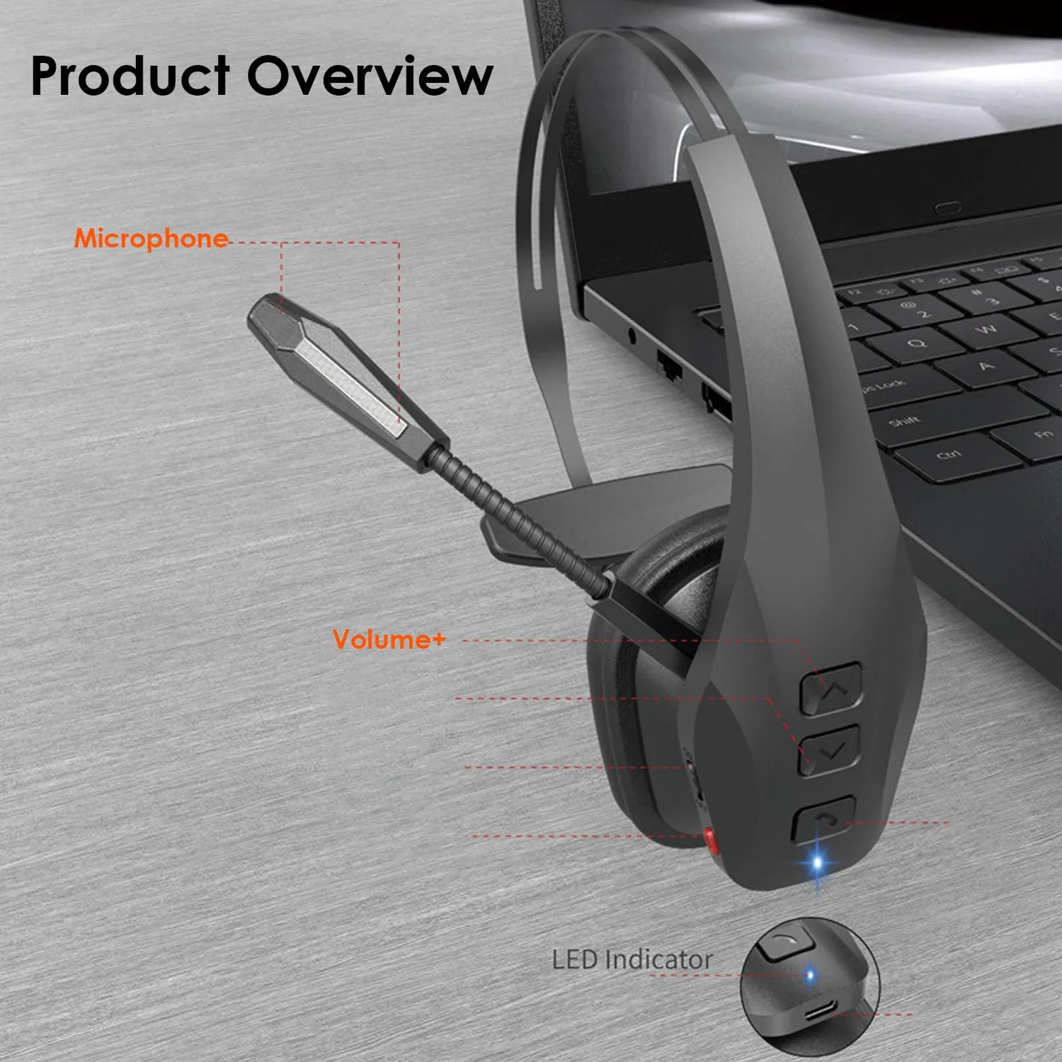 Zunate Auricolare Bluetooth Monoorecchio 56 Ore Mute 350mAh