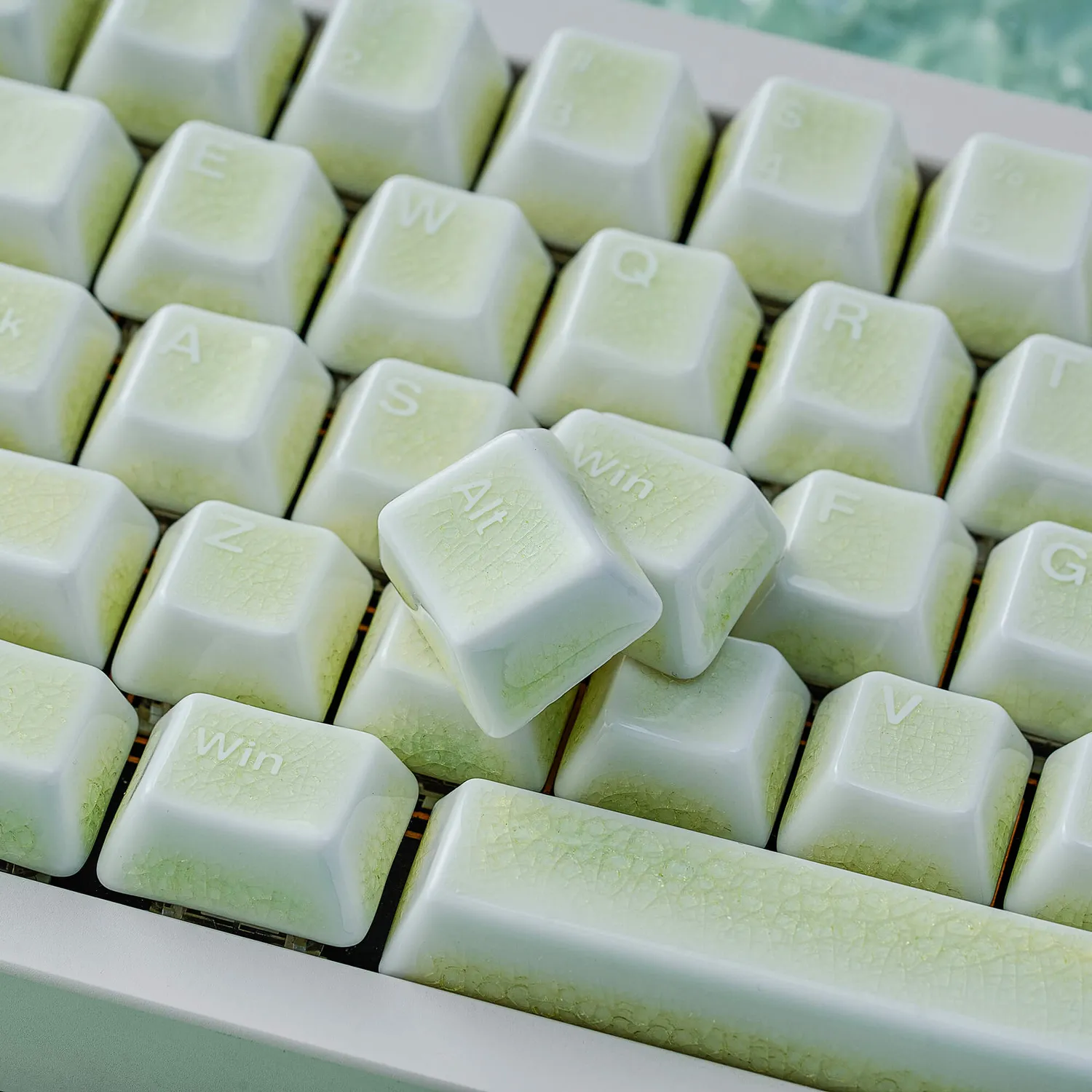 Cerakey Full Set keycap ceramica Green Crazed 113 tasti