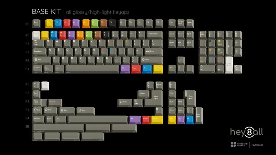 KBS Heyball keycaps PBT cherry MX lucido set base