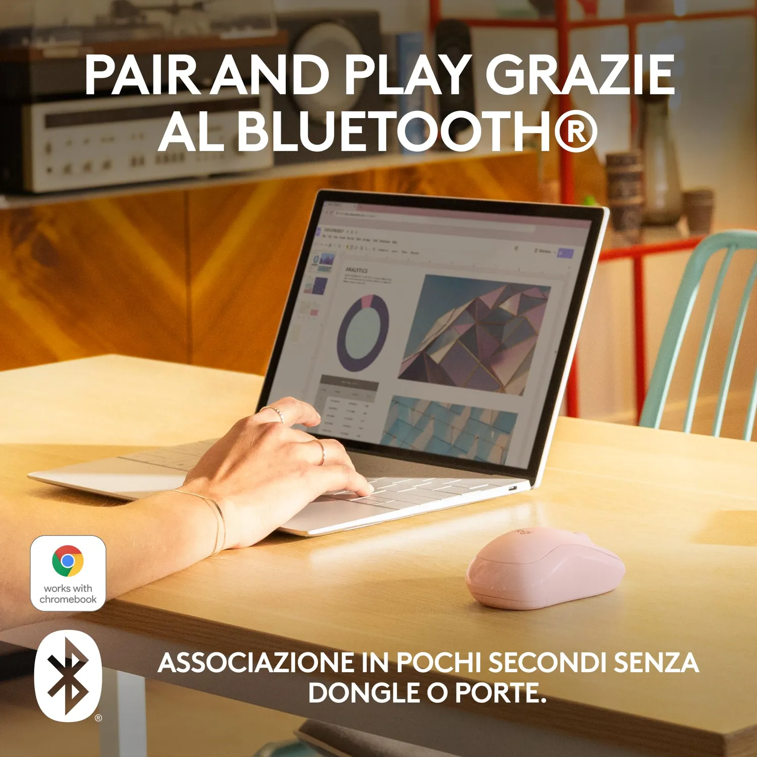 Logitech M240 mouse wireless rosa silenzioso Bluetooth