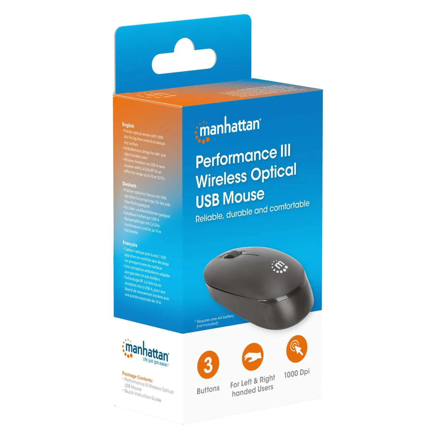 Manhattan Mouse Wireless Performance III Ottico Nero