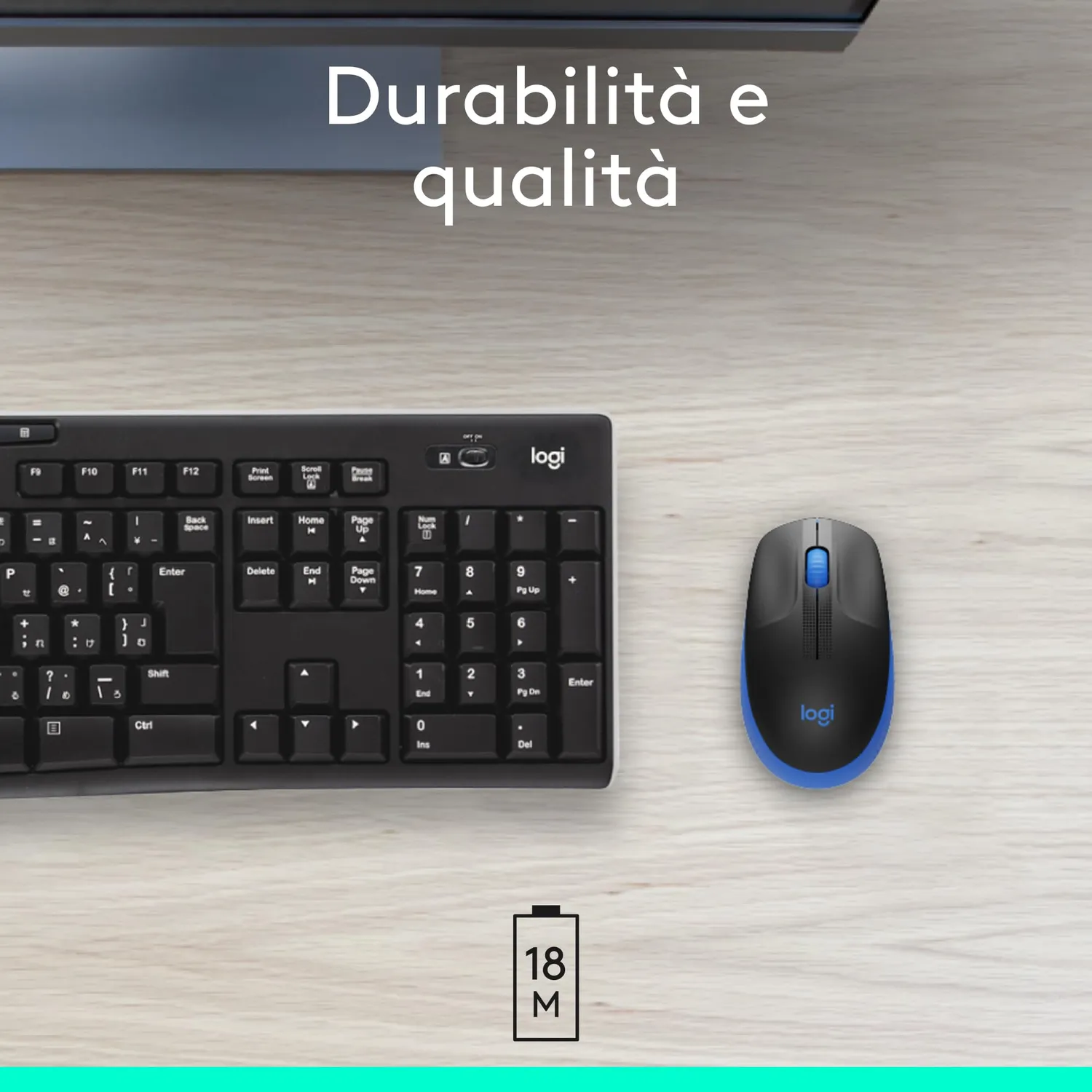 Logitech M190 mouse wireless blu formato grande