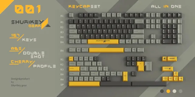 Shurikey Hanzo 001 keycaps Cherry ABS double-shot 167 tasti