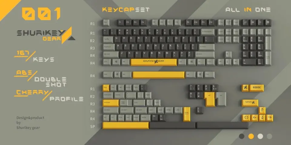Shurikey Hanzo 001 keycaps Cherry ABS double-shot 167 tasti