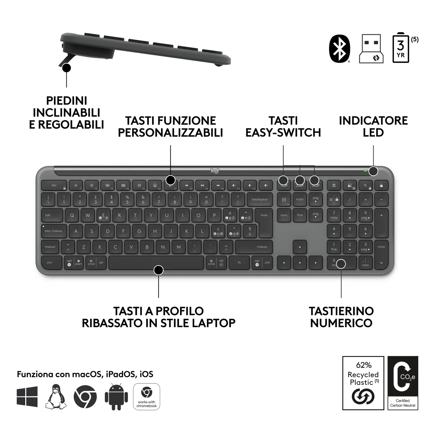 Logitech Signature Slim MK950 kit tastiera+mouse ITA