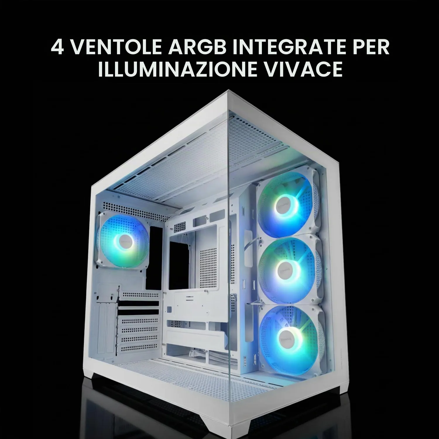 Mars Gaming MCV5 case PC ATX bianco vetro panoramico