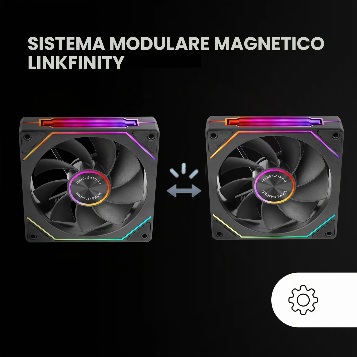 Mars Gaming MF-Linkfinitykit2R ventole PC 120mm kit 3 nere ARGB
