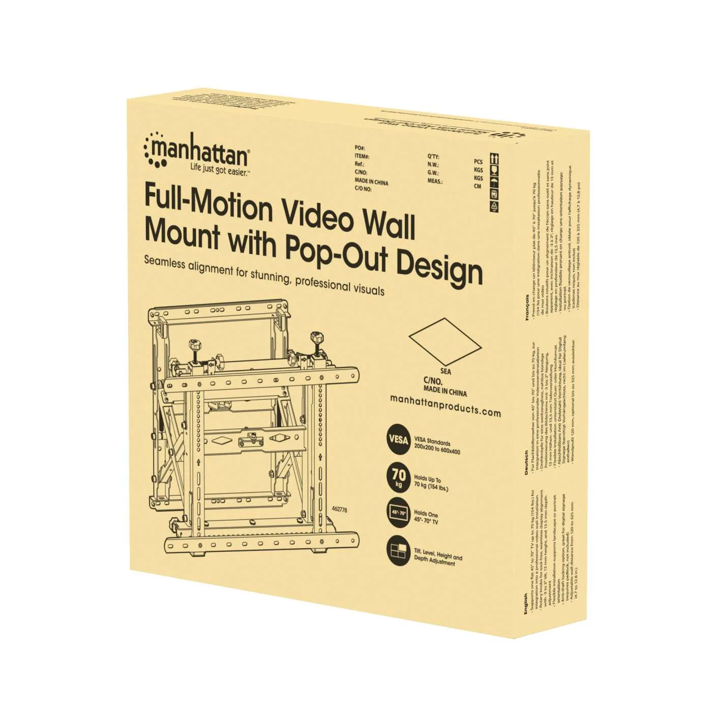 Manhattan Supporto videowall 45-70'' pop-out 70 kg