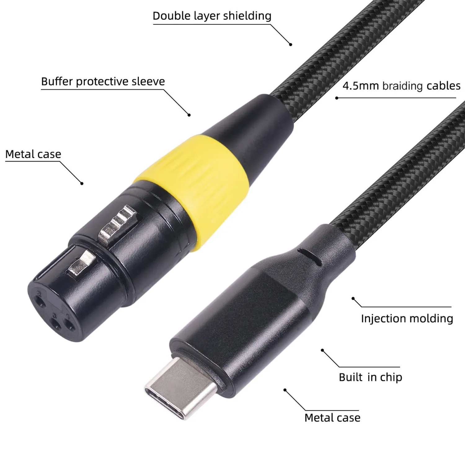 Zunate cavo XLR a USB-C microfono PC nylon 48kHz