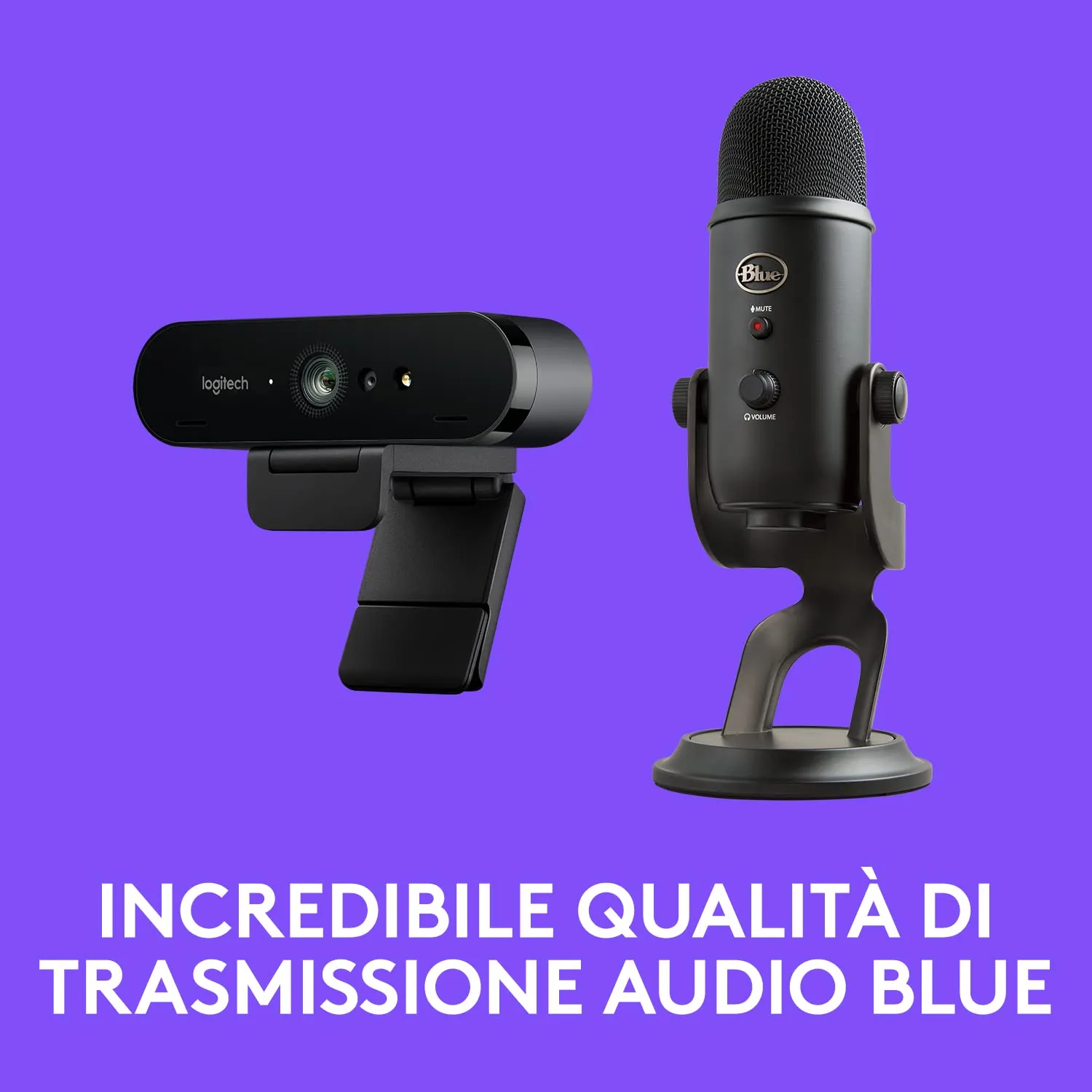 Logitech BRIO + Blue Yeti Webcam Microfono Bundle Nero 4K