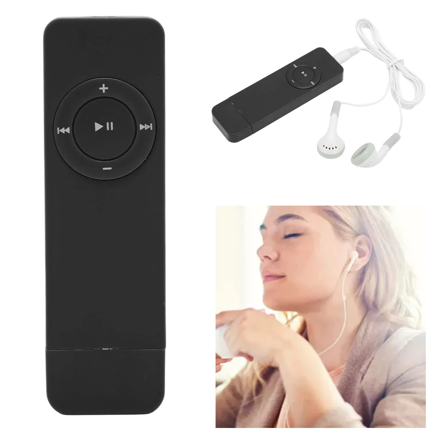 Zunate Mini lettore MP3 nero 64GB con auricolari