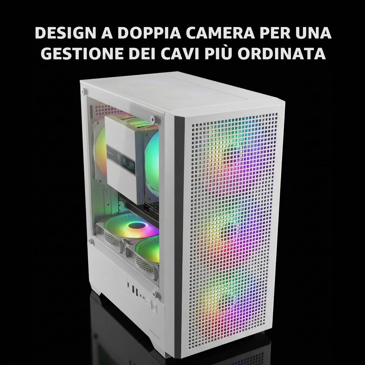 Mars Gaming MC-Vector Case PC Micro-ATX Bianco Vetro