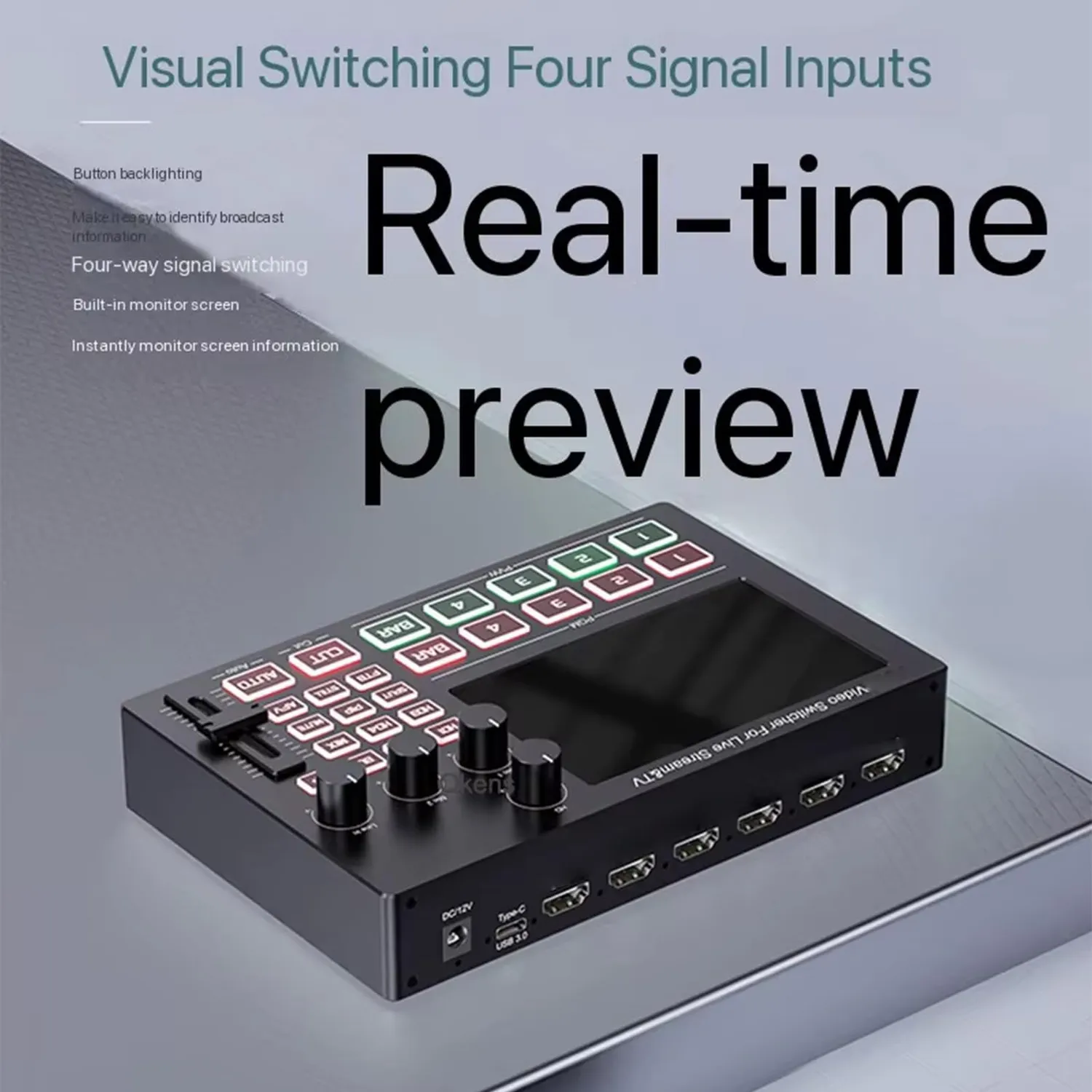 Zunate Switcher Video HDMI 4 Canali Schermo 5 Pollici 1080p