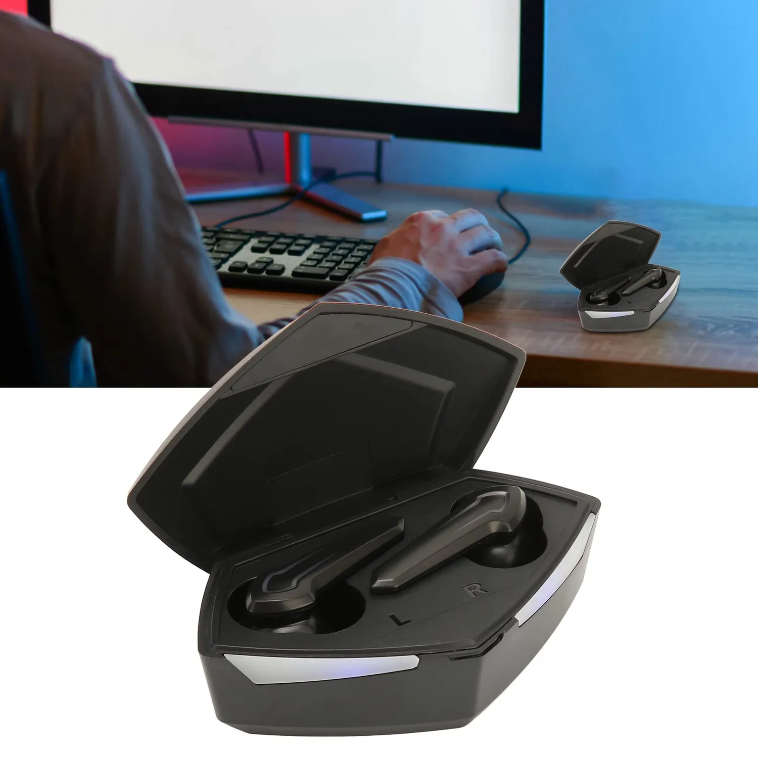 Zunate Auricolari Gaming Bluetooth 5.2 Neri 45 ms