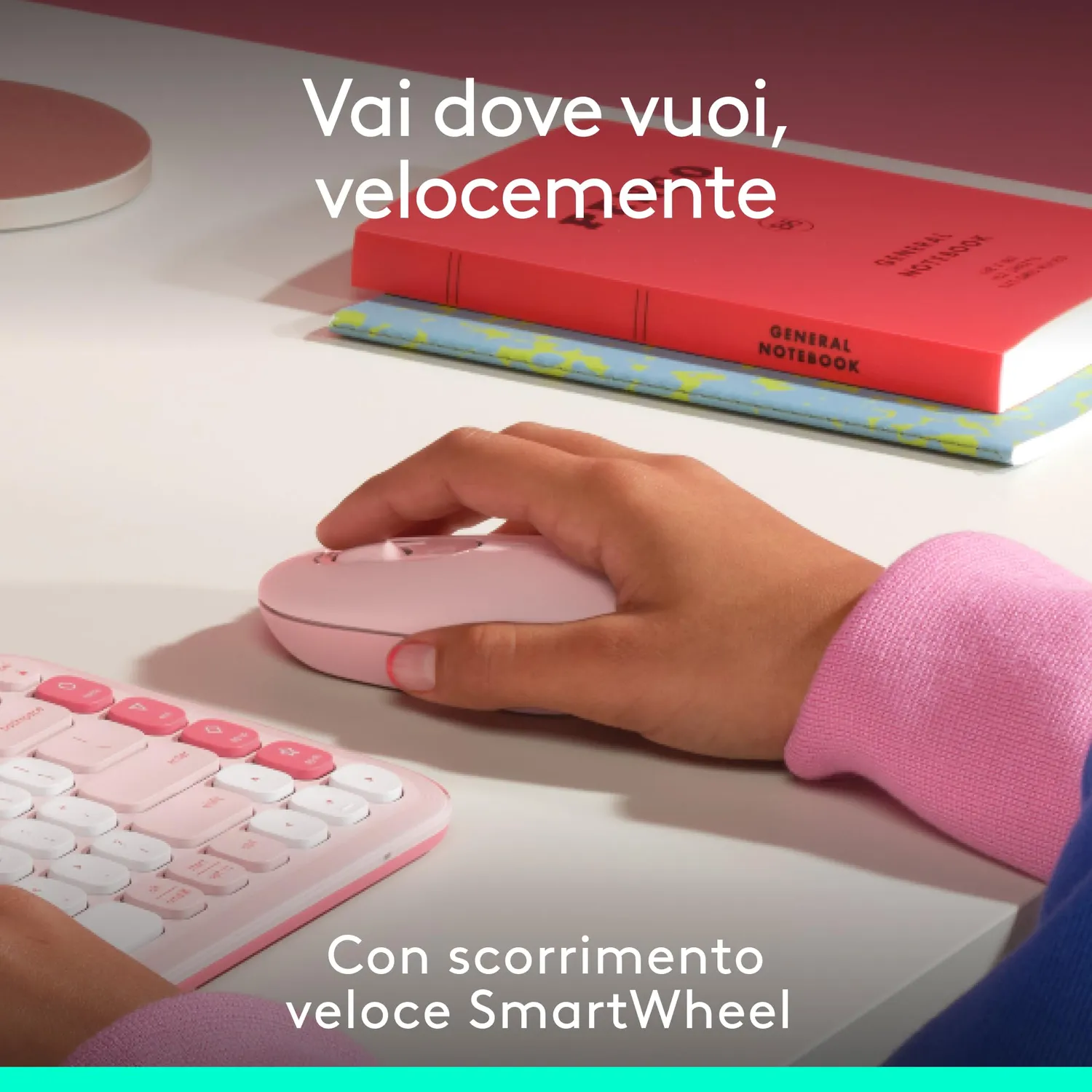 Logitech POP Mouse wireless rosa clic silenziosi