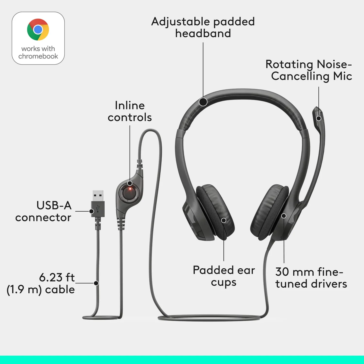 Logitech ClearChat Comfort Cuffie USB con Microfono Nero