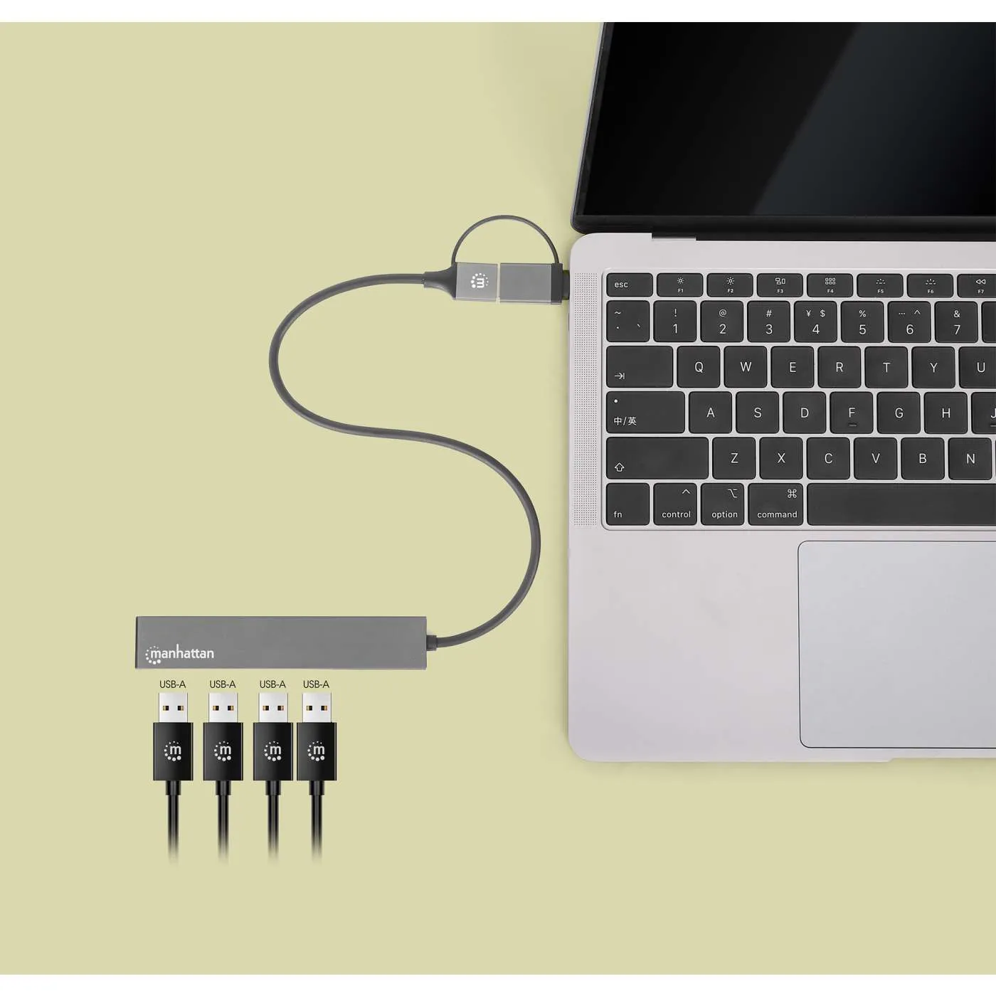 Manhattan Hub USB 4 Porte Type-C/A Combo 5Gbps Nero