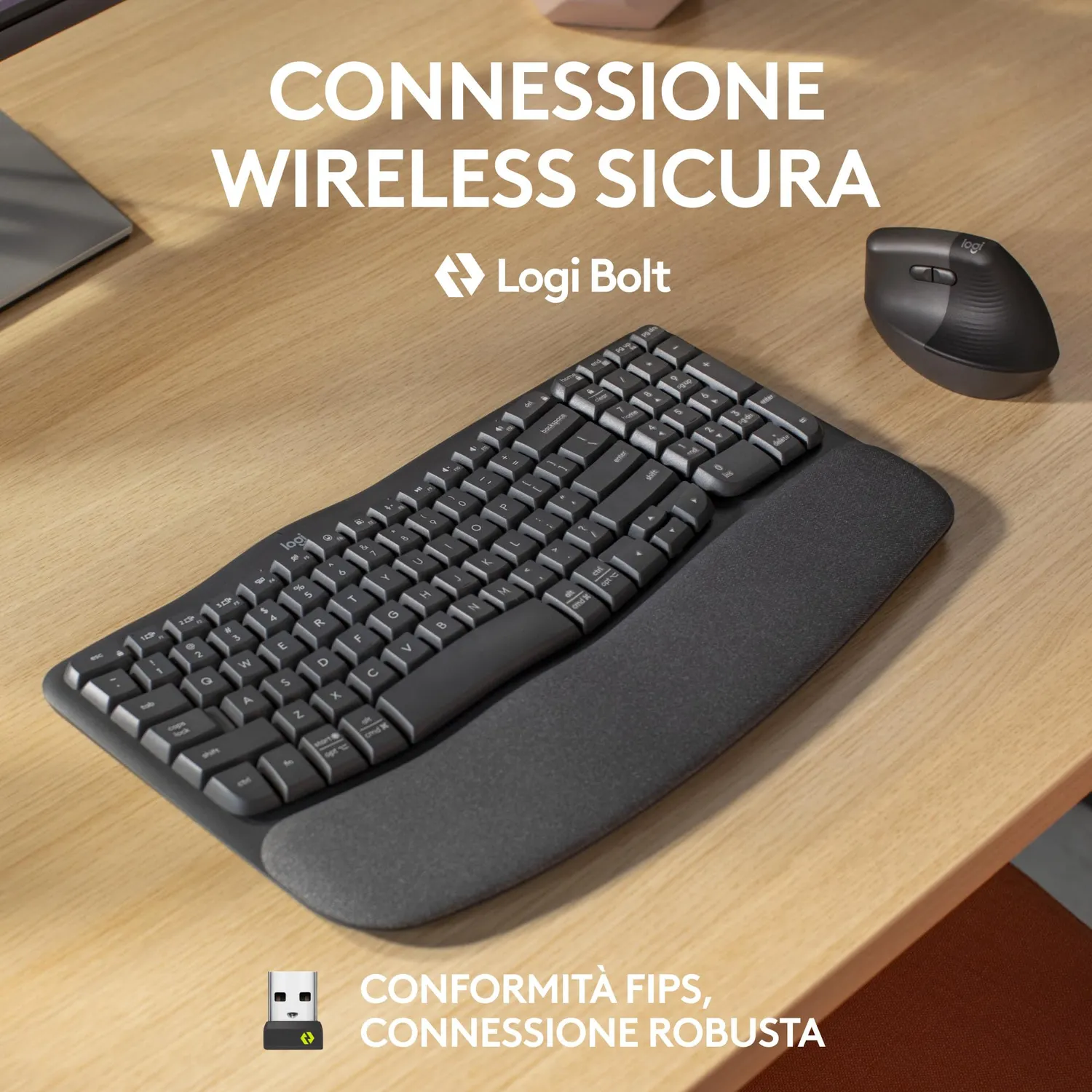 Logitech Wave Keys for Business tastiera ITA QWERTY ergonomica